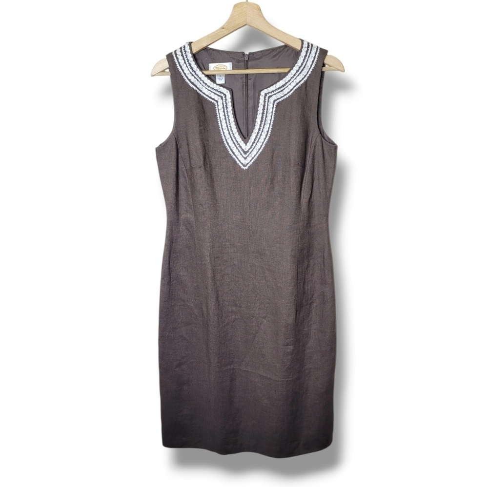 Talbots Linen Embroidered Sheath Dress - Picture 10 of 10